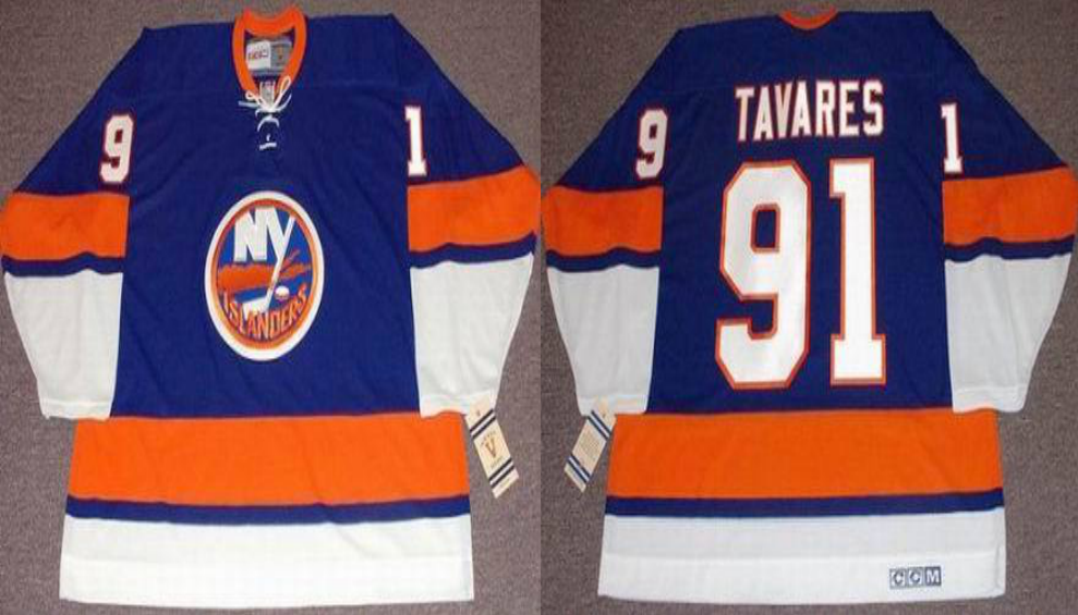 2019 Men New York Islanders #91 Tavares blue CCM NHL jersey